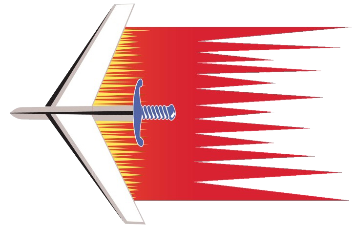 the flash of the 145th Airlift Wing a sword streaks across a flame field with plan wings traveling from right to left. 